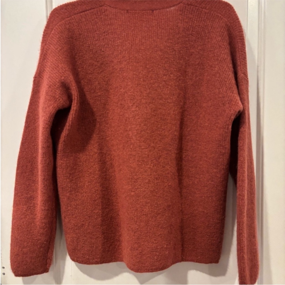 Sezane Rust Red V-neck Button Sweater - Picture 3 of 5